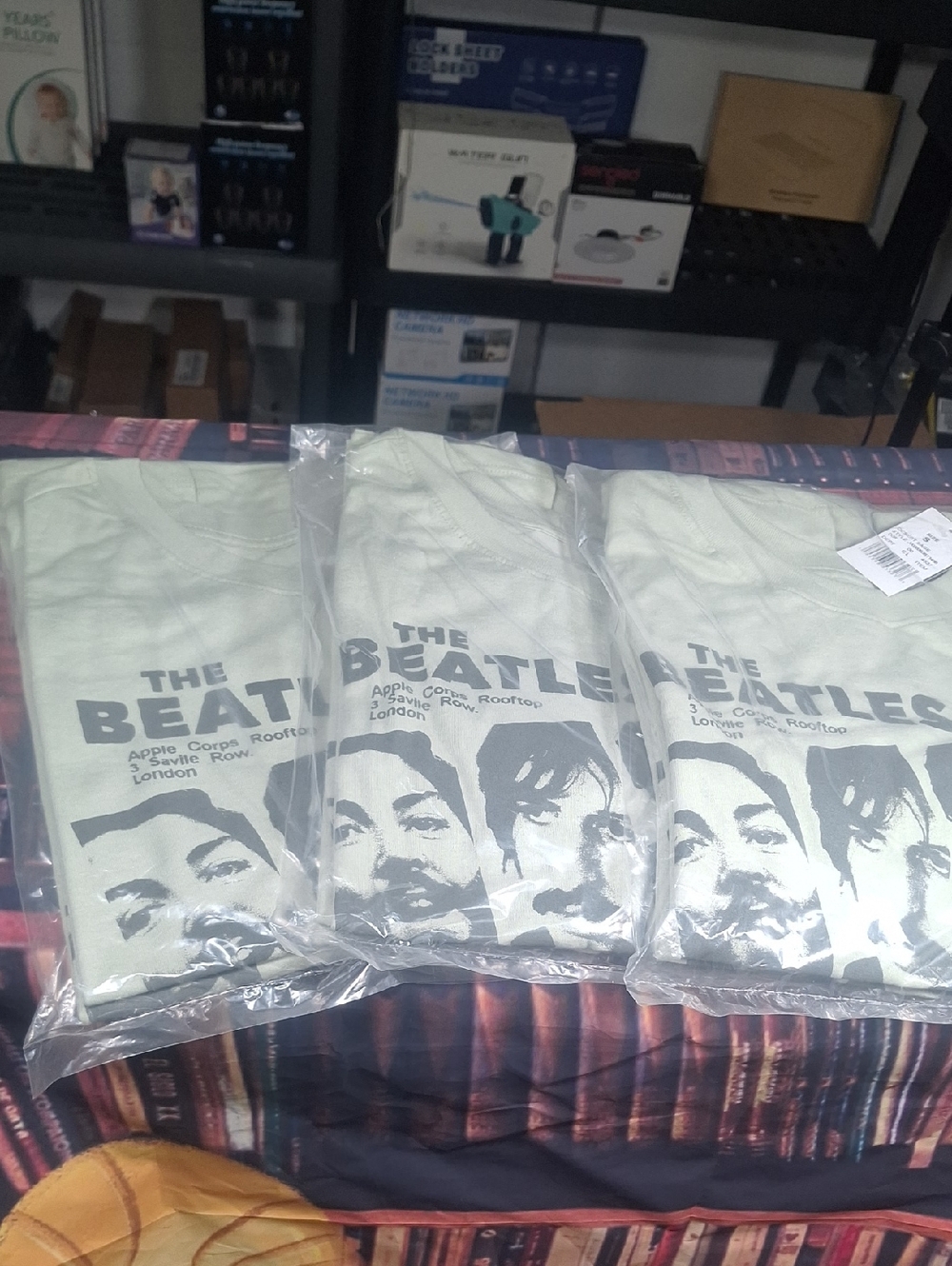 The Beatles Men's Short Sleeve Tee - Light Green with Black Print 3pk